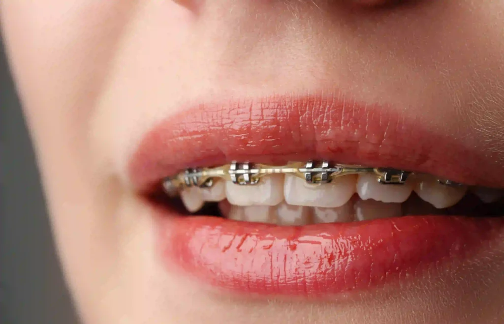 Silivri Özel Sinan Çavuş Diş Kliniği'nde uygulanan, diş çapraşıklığı tedavilerinde kullanılan güncel metal ve porselen diş teli (braket) tedavisi.